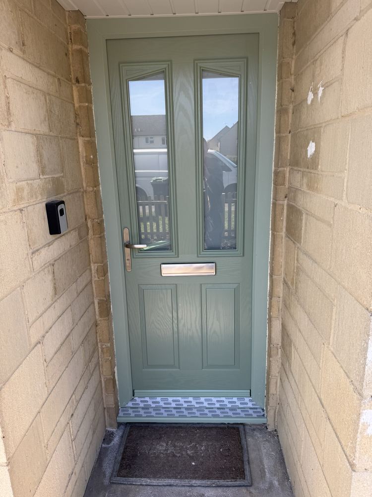 New sage green composite front door